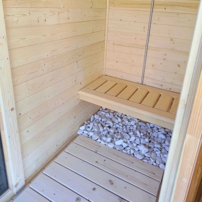 Sauna ogrodowa 6 × 2,5 m + JACUZZI  gotowa strefa SPA — PRODUCENT