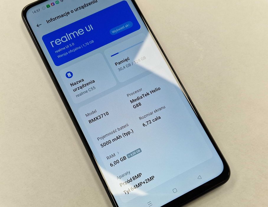 Realme C55 Dual SIM/ 6GB/ 128GB/ Czarny/ Grade B + ładowarka