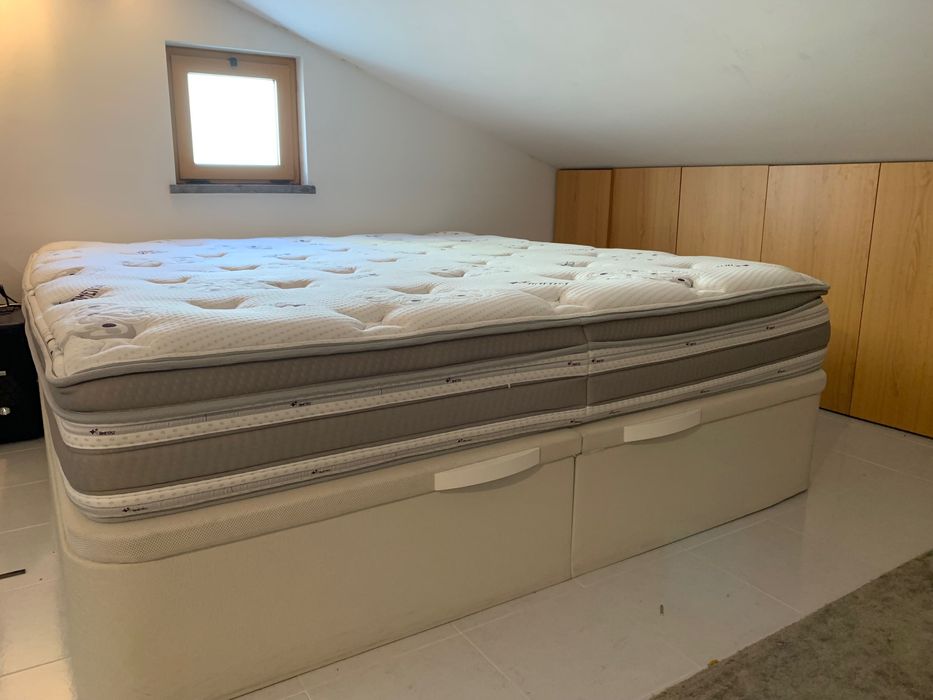 Sommier c arrumação e colchão XXL 200*220 (como novo)
