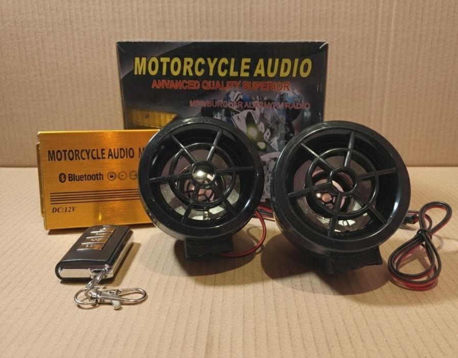 Колонки мото БЛЮТУЗ AUX/MP3/FM +сигналізація