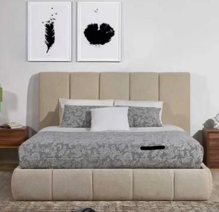 Cama de casal bege (160x200cm) + Estrado