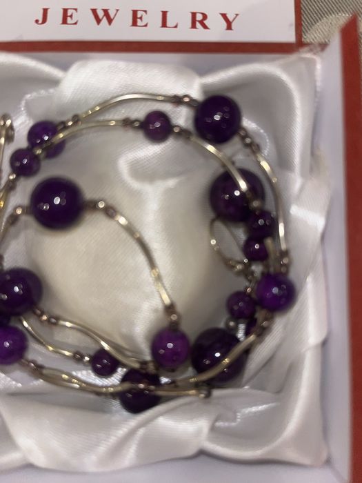 Zestaw bizuteri z fioletowym ametystem