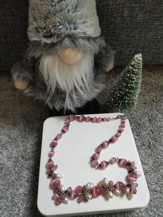 Кольє з натуральних каменів з річковим жемчугом, 1000грн.