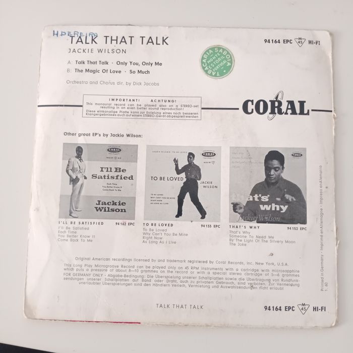 Jackie Wilson  single raro