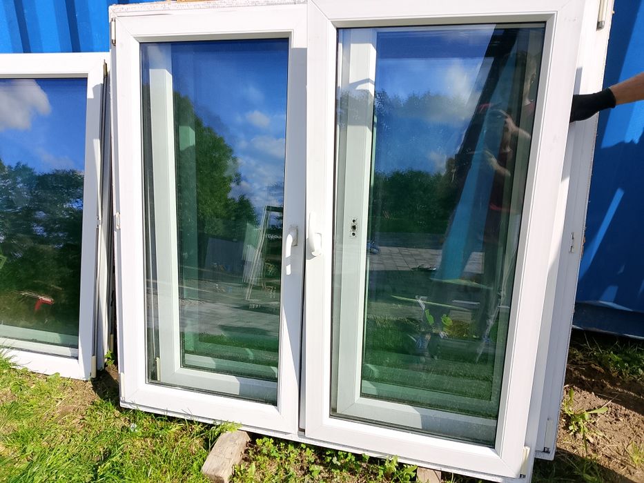 Okno 147x144 6szt palisander rozwierno uchylne plastikowe dwukwaterowe