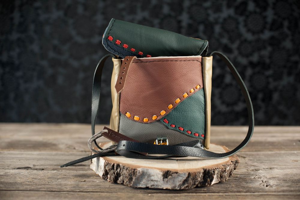 torebka zielony patchwork śladem kOta