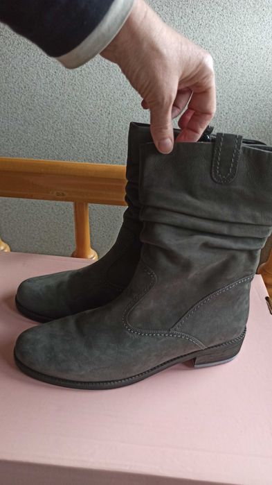 Szare skórzany kozaki botki Gabor 42 szerokie