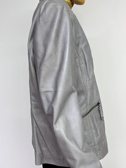 шкіряна куртка XL XXL піджак сіра демісезон жакет косуха Cabrini батал