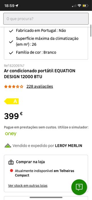 Ar condicionado portátil EQUATION DESIGN 12000 BTU
