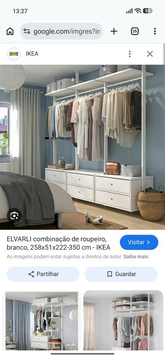 Roupeiro aberto 5 ferros estrutura + 9 estantes + 5 varões usado