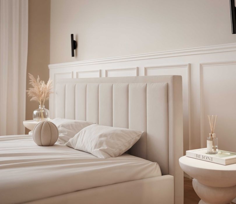 Łóżko tapicerowane MEYN z pojemnikiem, stelażem 90/120/140/160/180x200