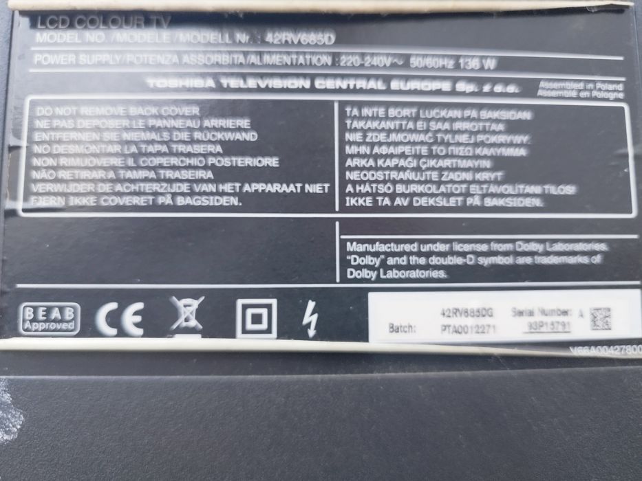 Teve Toshiba avariado