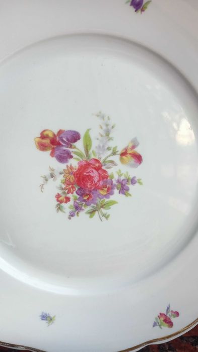 Komplet duży talerz + 4 talerzyki wzór 520 Ćmielów lata 30-te