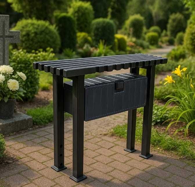 NOWA Ławka Na Cmentarz Cmentarna Składana Ławeczka Przygrobowa Ze Skrzynką Schowkiem OKAZJA WYPRZEDAŻ
