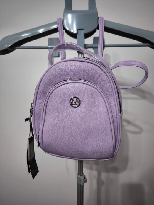 Plecako torebka mała liliowa zapinana na zamki