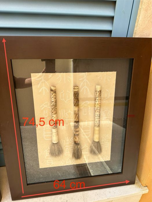 Pincel de caligrafia chinesa emoldurado