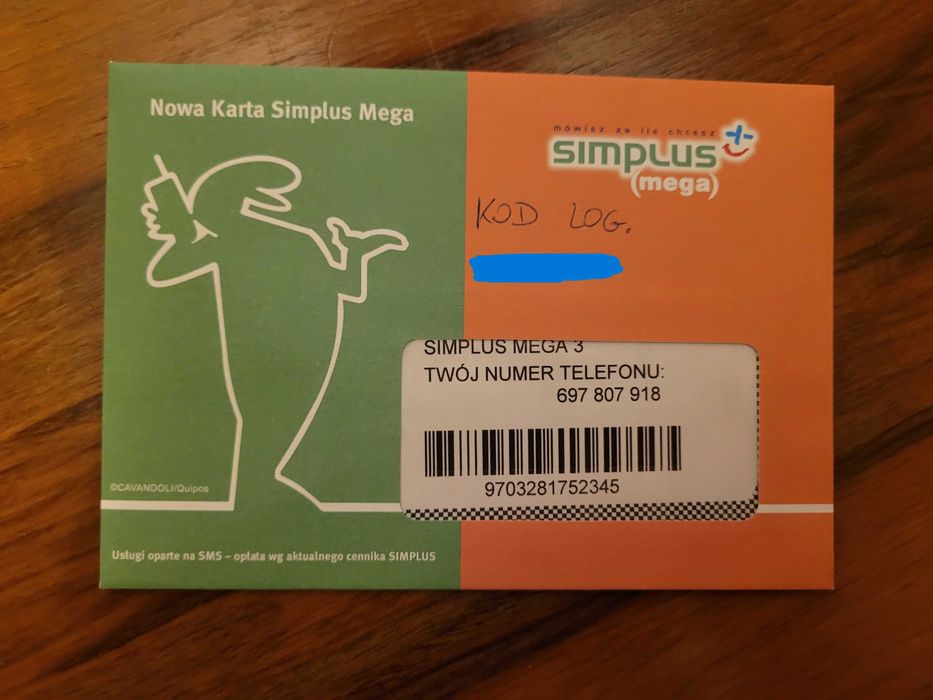 Simplus Koperta z kartą SIM Oryginalna Zamknięta 2005 Rok