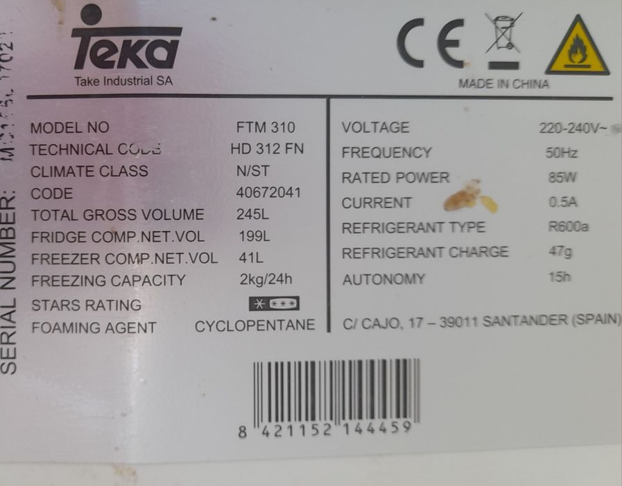 Frigorifico teka usado