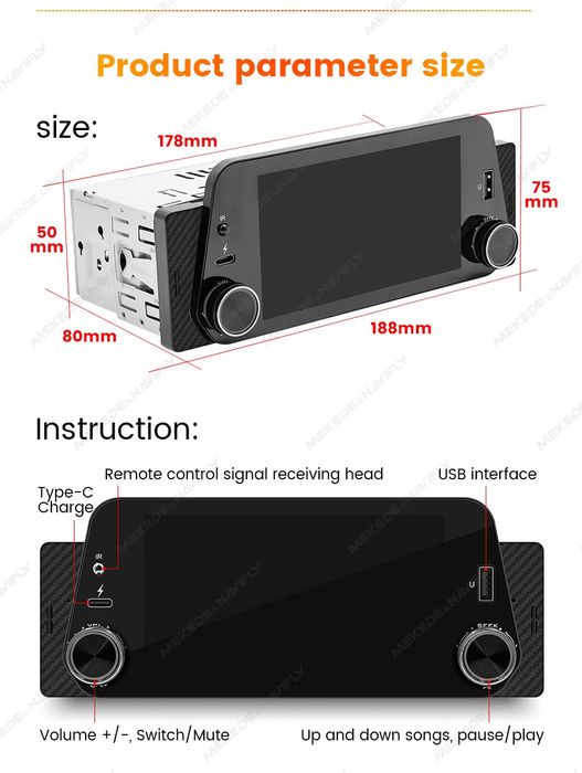 Сенсорна LCD автомагнітола 1DIN 5 дюймів