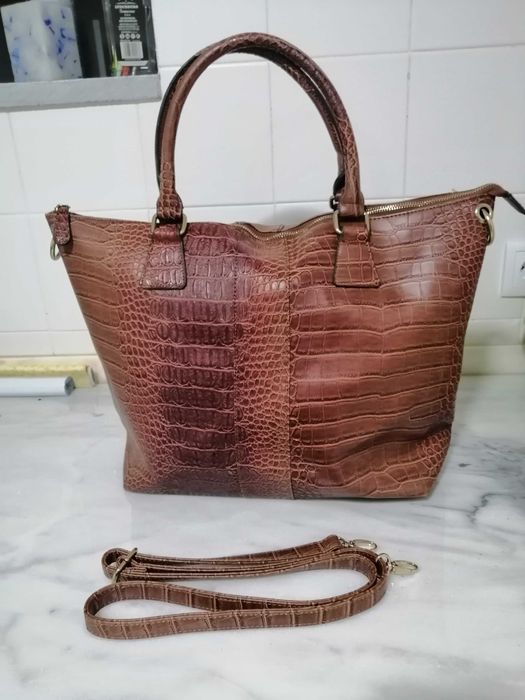 Mala senhora, imitação de pele, castanha