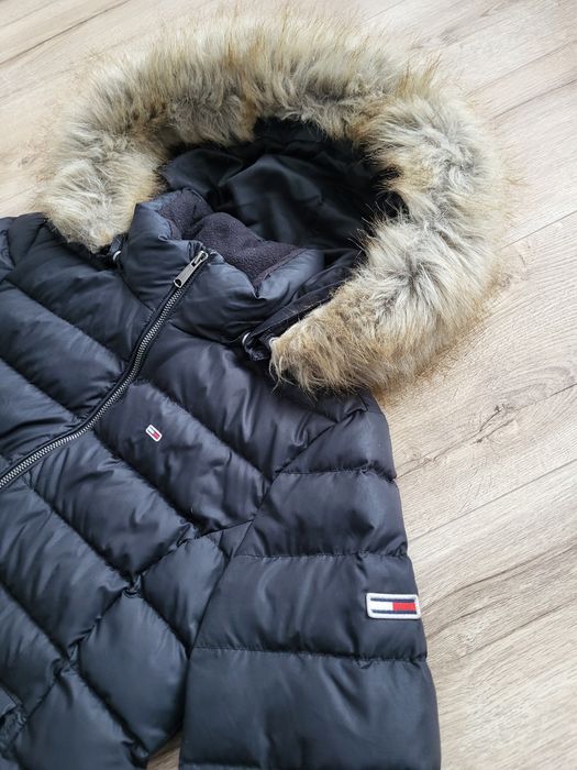 Tommy Hilfiger M 38 kurtka zimowa futerko kaptur puchowa