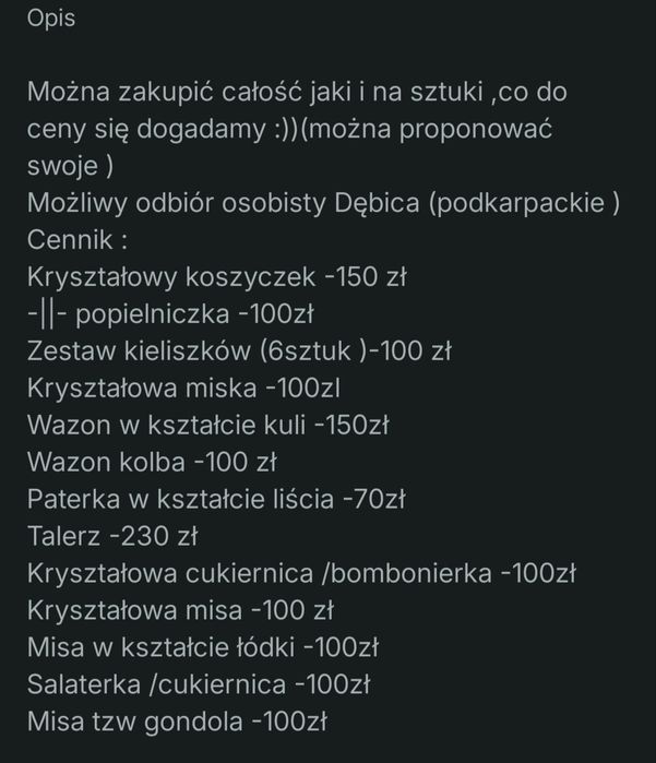 Kryształy prl zestaw
