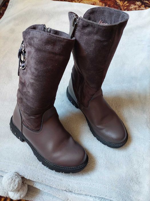 Зимні сапони коліру бургунді 33р підошва 24 см.