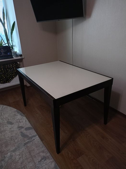 Стіл обідній розкладний Мікс Меблі Діоніс венге / біле скло