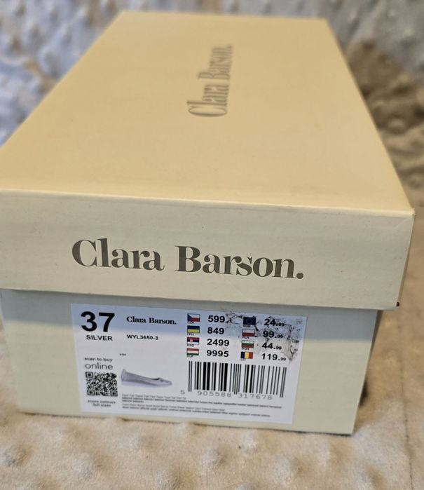 Ccc Clara Barson srebrne baleriny 37 Nowe