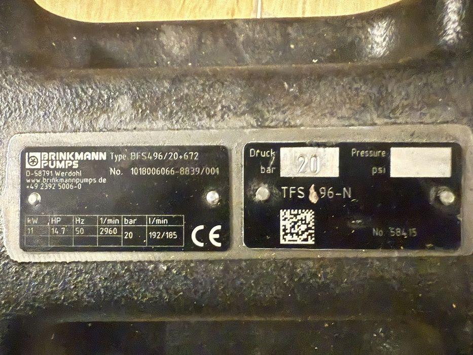 Pompa Brinkmann TFS 496-N Silnik 11KW Falownik