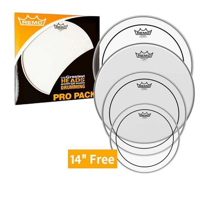 Zestaw 10", 12", 16" Remo Pinstripe Clear + 14" Ambassador Coated