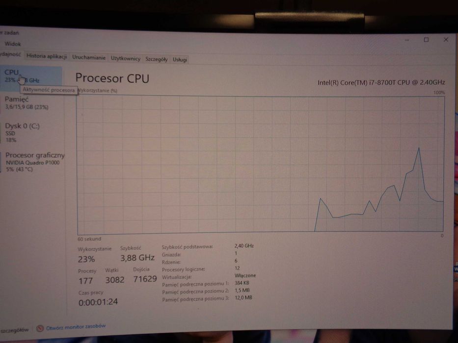 Lenovo ThinkStation P330, I7-8700t, 256GB SSD, 16GB RAM, Quadro P1000