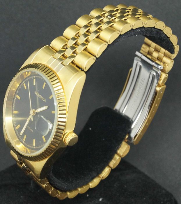 SEKONDA 3100H BKT Gold-Tone Dial Black Zegarek unisex Miyota Japan