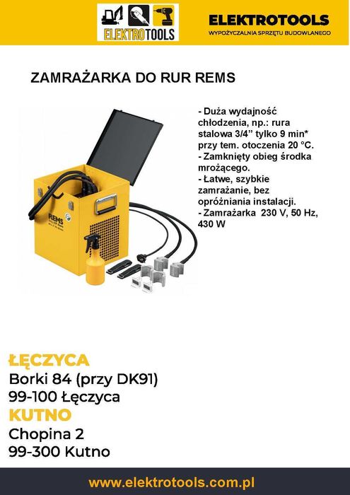 Elektryczna gwintownica do rur REMS wynajem wypożyczenie