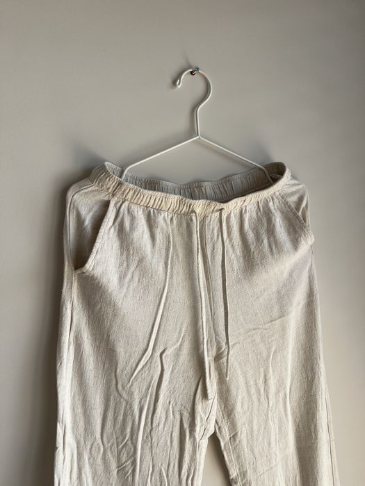 Spodnie wiskoza len Stradivarius beż bezowe