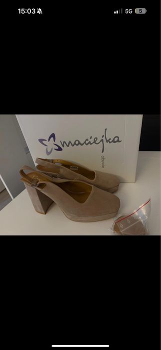 Sandały zamszowe na słupku Maciejka