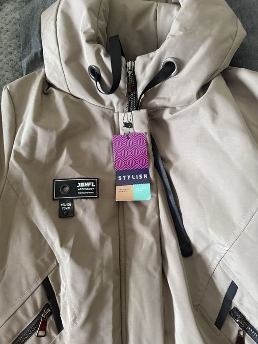 Бежевый новый пуховик, куртка парка на худенькую девушку, подростка