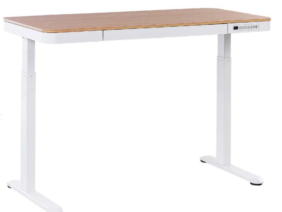 Secretária Elétrica Ajustável em Altura KENLY (120x60cm) - Castanho/Branco
