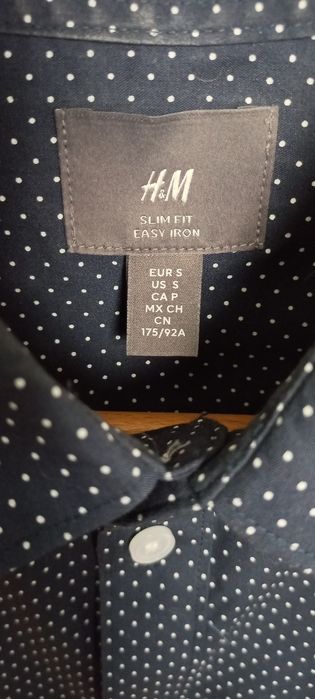 Granatowa elegancka koszula H&M do garnituru, r. 46/S