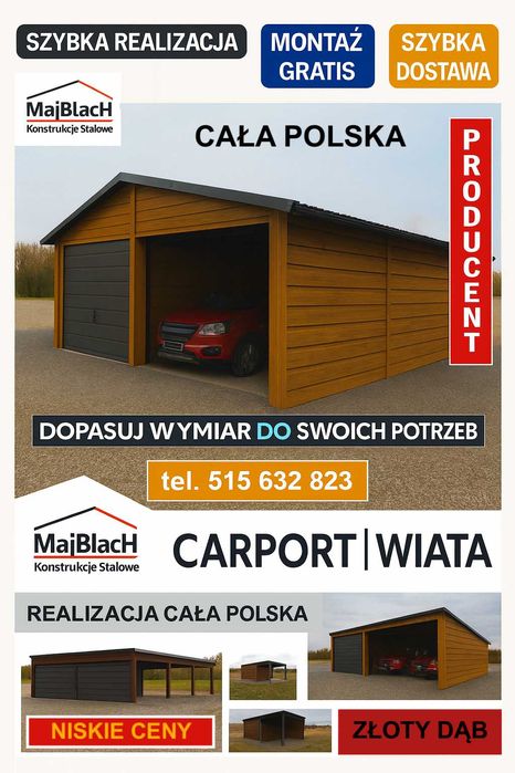 Garaż Blaszany Grafitowy | Montaż Gratis | Wiata | Hala  -  Maj-BlacH