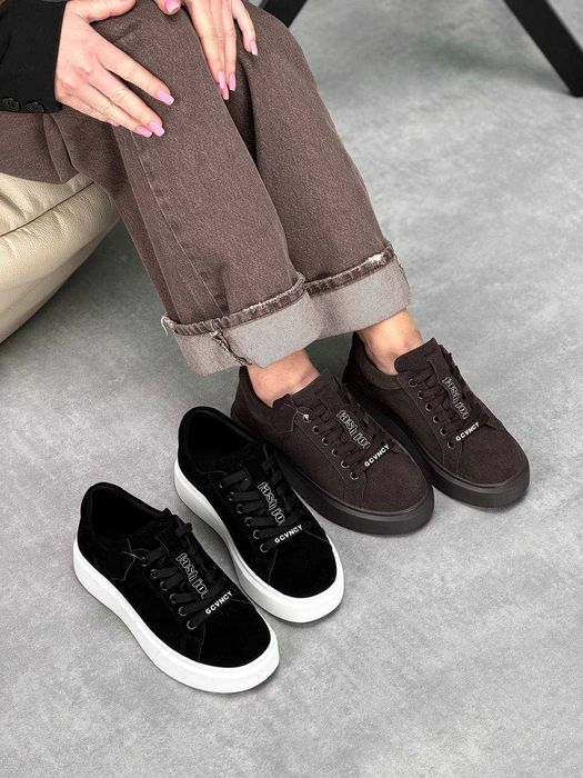 Жіночі замшеві кеди на потовщеній підошві, жіночі кеди на платформі