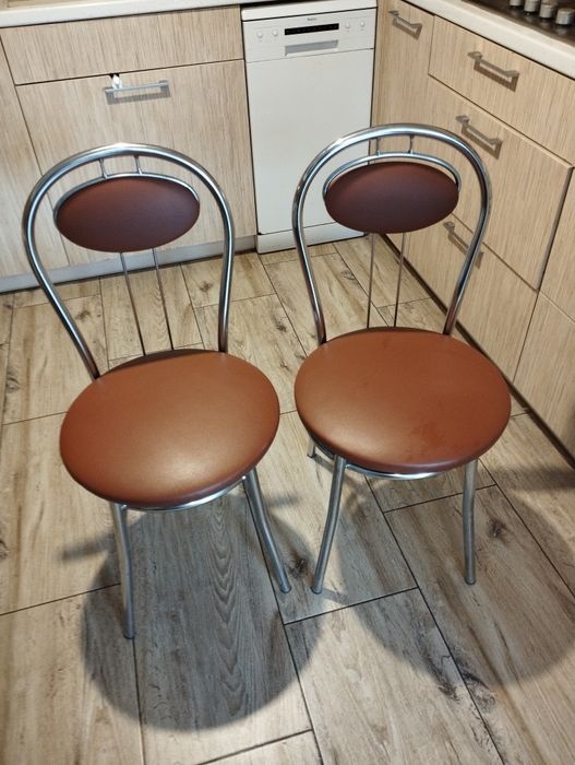 Krzesła stalowe metalowe brąz 2 sztuki komplet jadalnia kuchnia salon