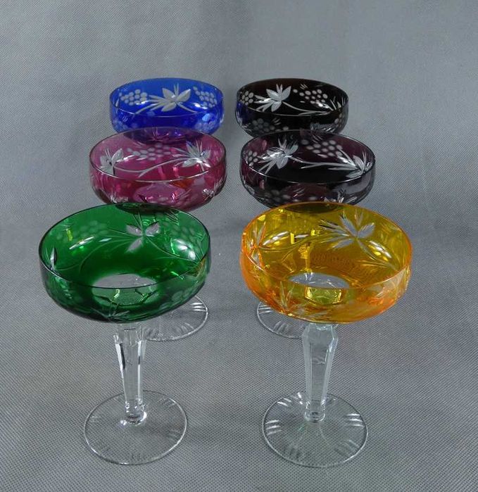 Komplet kolorowych kryształowych kieliszków szampana KIELISZKI 6 sztuk