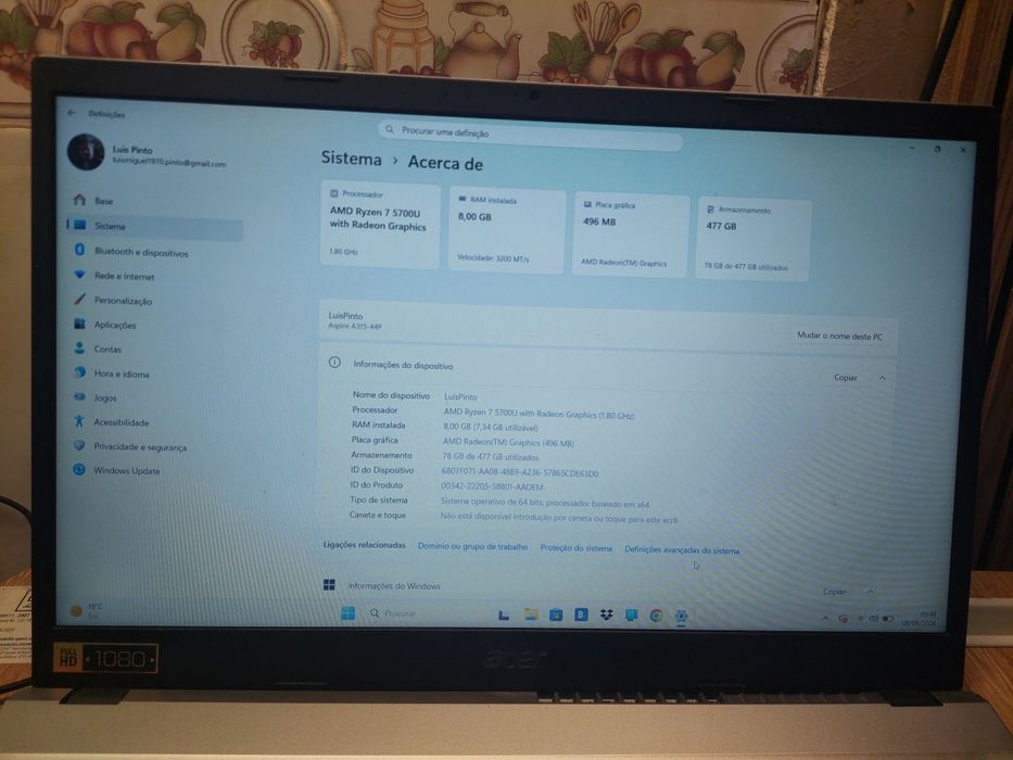 Portátil acer + mala oferta da base