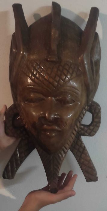 Máscara africana em madeira, 60 cm, decoração étnica