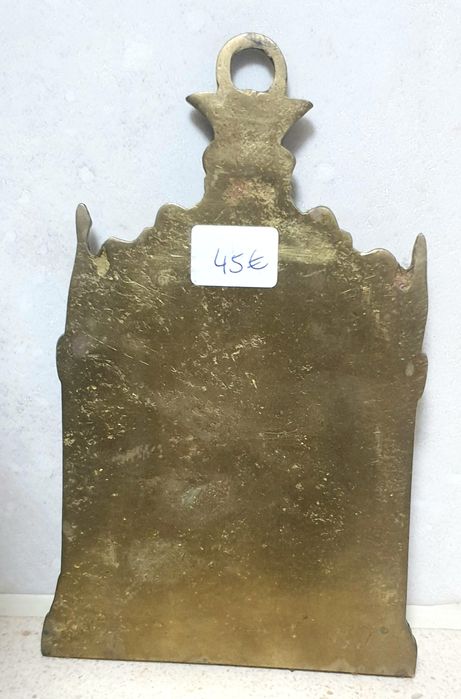 Antiga placa religiosa " A viagem para Jerusalém" em bronze