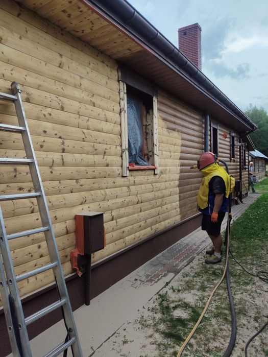 piaskowanie, malowanie, domy drewniane z cegły elementy metalowe