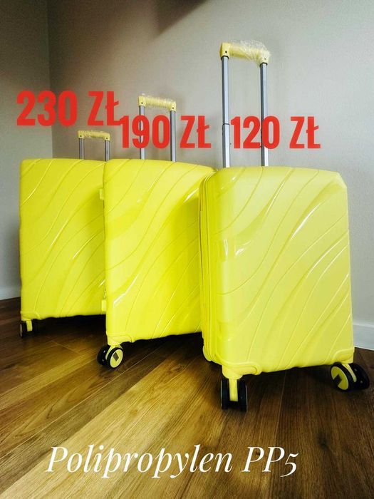 nowe walizki - walizka polipropylen - różne wymiary, mix kolor