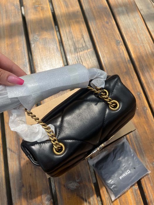 Pinko Love Bag Puff Black – nowa, komplet, czarna skórzana torebka