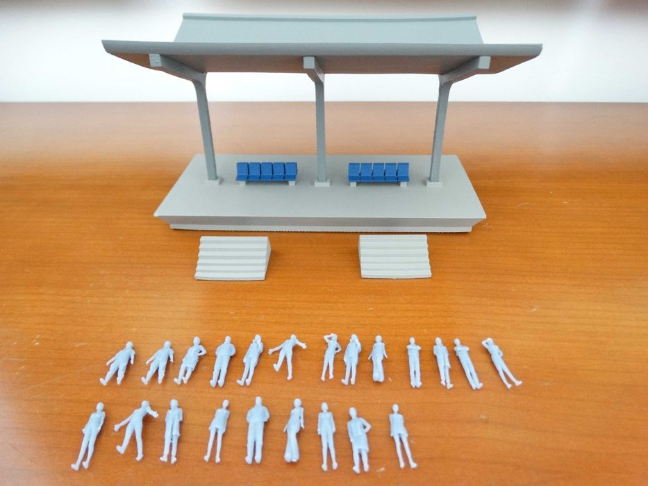 Estação de comboios HO com figuras